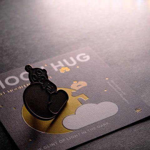 Moon Hug Brooch - Black Moon Night
