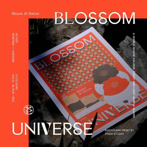 BLOSSOM UNIVERSE - RISOGRAPH PRINTS・SCARLET RED